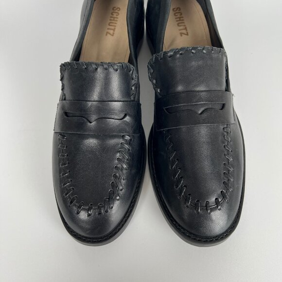 SCHUTZ Black Leather Loafers - Picture 4 of 11